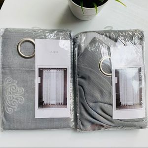 HARPER Canora Grey Noyes Sheer Grommet Curtains Panels Pair 2 54 x 84 NEW NIP